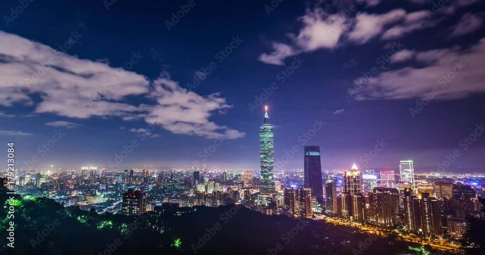 beautiful taipei 101 in the Mt. Tiger Peak Taiwan city skyline night view timelapse beautiful taipei 101 in the Mt. Tiger Peak Taiwan city skyline night view timelapse
