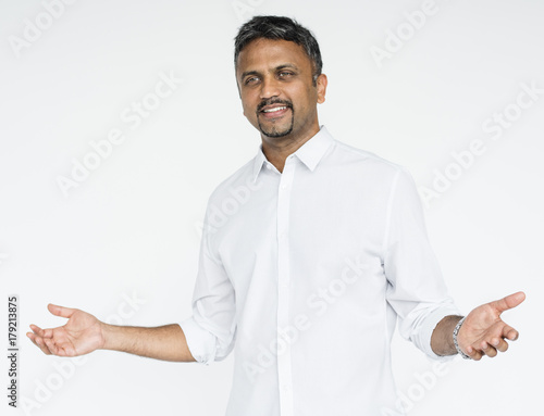 Studio People Shoot Portrait Isolated on White Concept