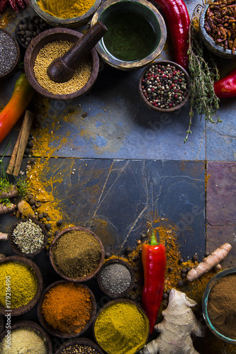 Frame, colorful spices 