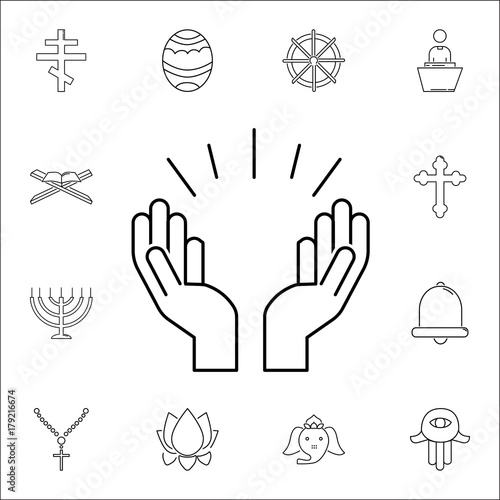 Praying hands icon. Set of religion icons. Web Icons Premium quality graphic design. Signs, outline symbols collection, simple icons for websites, web design, mobile app