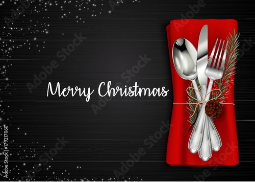 Christmas meal table setting background