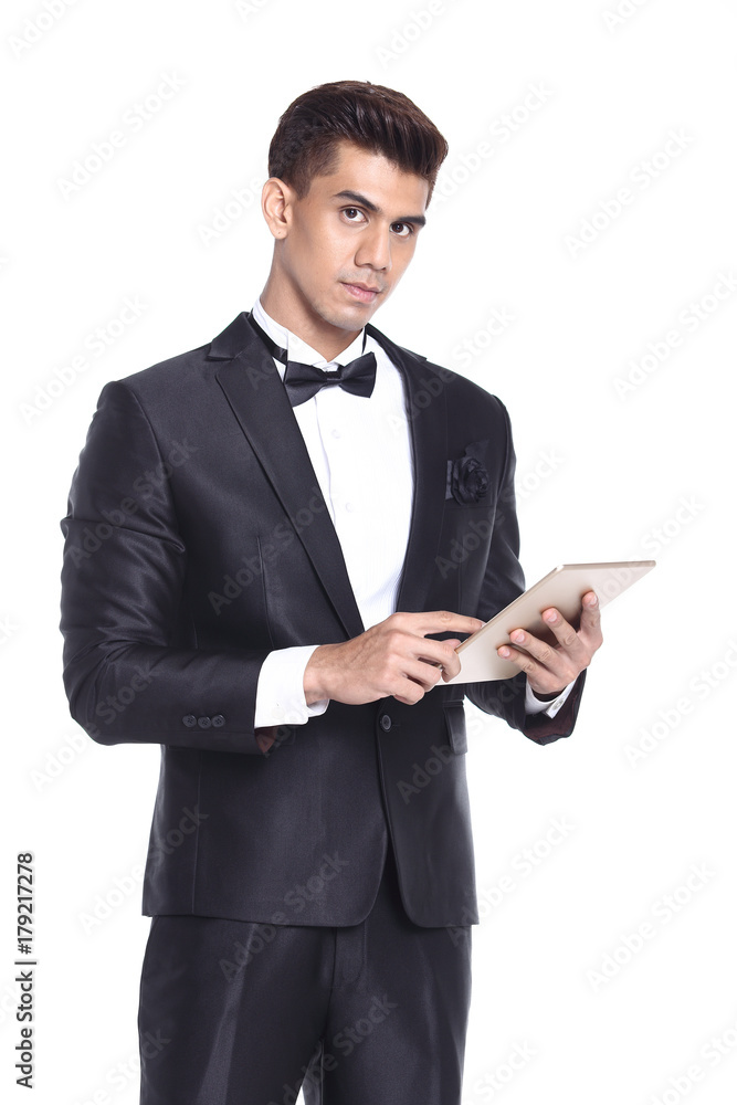 Figure, Business Man Stand in dark Blue Black Suit Figure, Business Man Stand in dark Blue Black Suit
