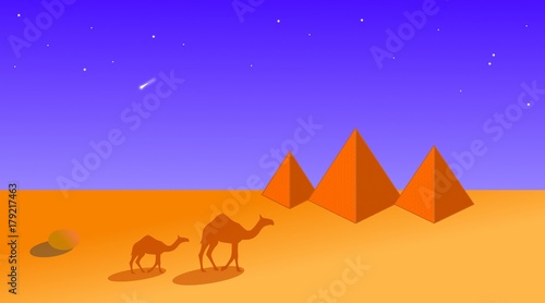 Night theme of pyramids of Giza