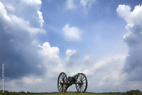 Civil War  cannon with storm clouds in Chickamauga National Military Park photo