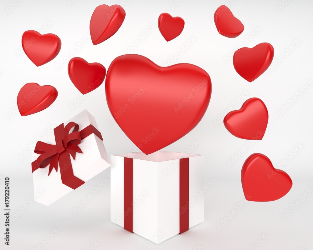 Open gift box with hearts Open gift box with hearts