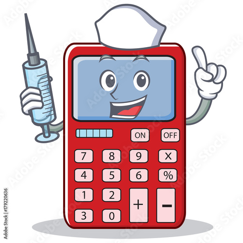 Nurse cute calculator character cartoon
