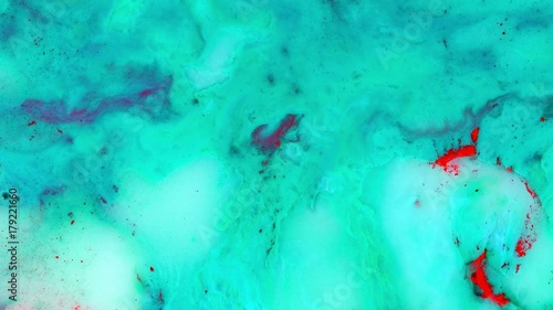 Green aqua teal and red 2 vibrant bright paint and oil color swirls entropy