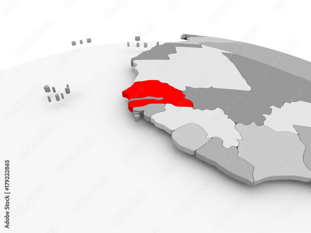 Fototapeta premium Senegal on grey globe