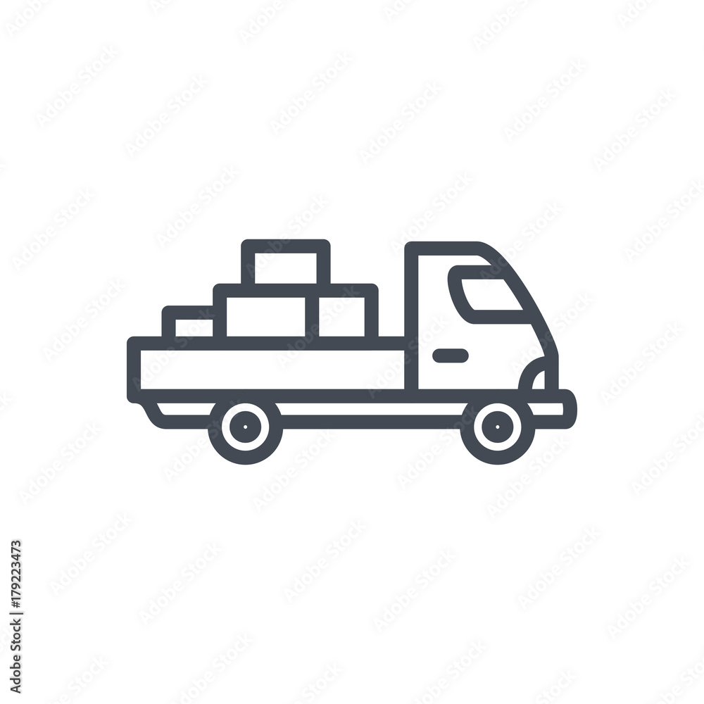 Delivery line icon car courier truck shipping