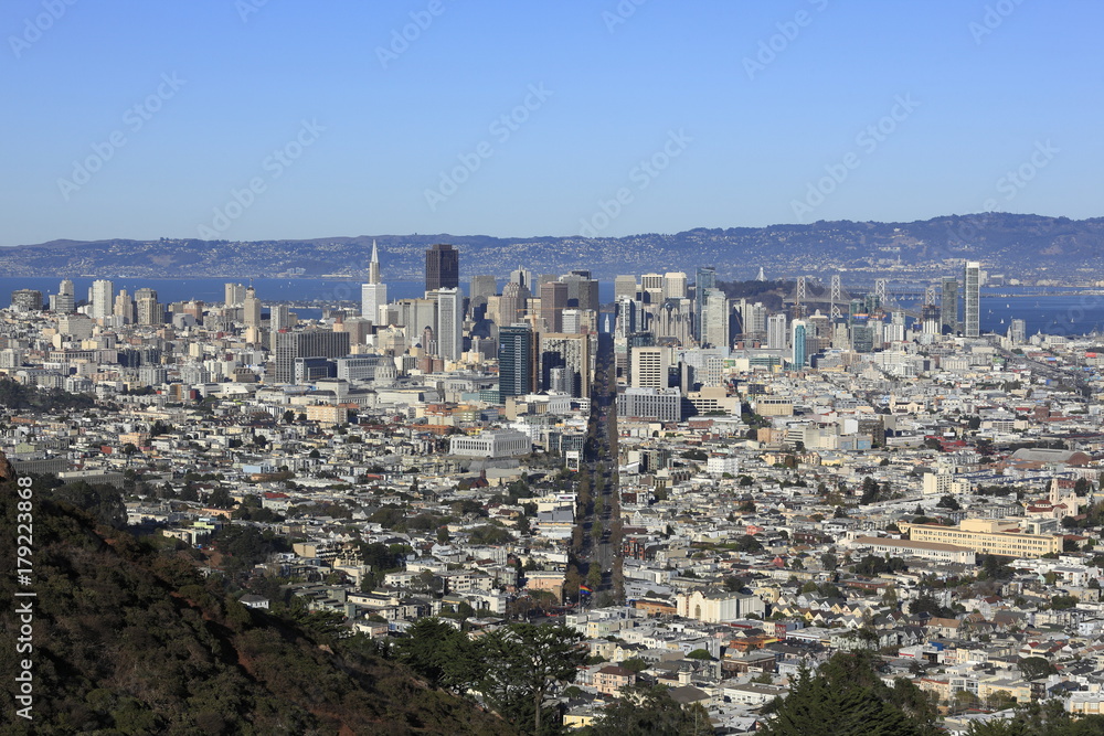 Fototapeta premium ツインピークスから望むサンフランシスコ街並み