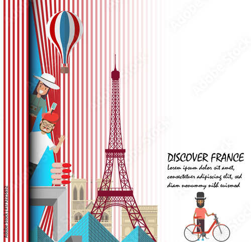 Discover france. Travel to paris presentation template.