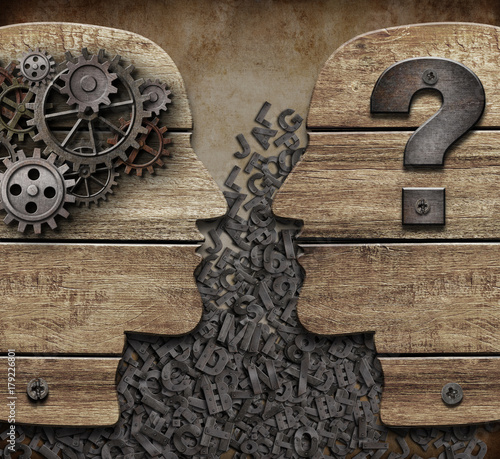 information exchange and incomprehension concept between persons 3d illustration