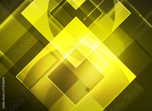Glowing squares in the dark  digital abstract background