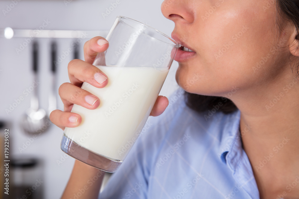 Woman Drinking Glass Of Fresh Milk Woman Drinking Glass Of Fresh Milk