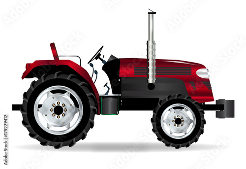 Red Isolated Tractor