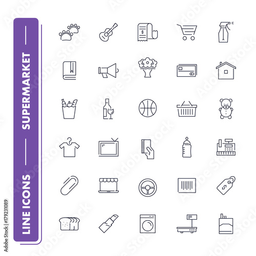 Line icons set. Supermarket 