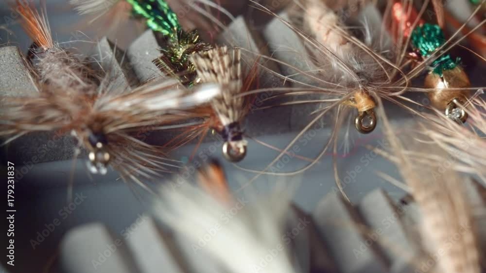Box of fishing flies for fly fishing fly fishing