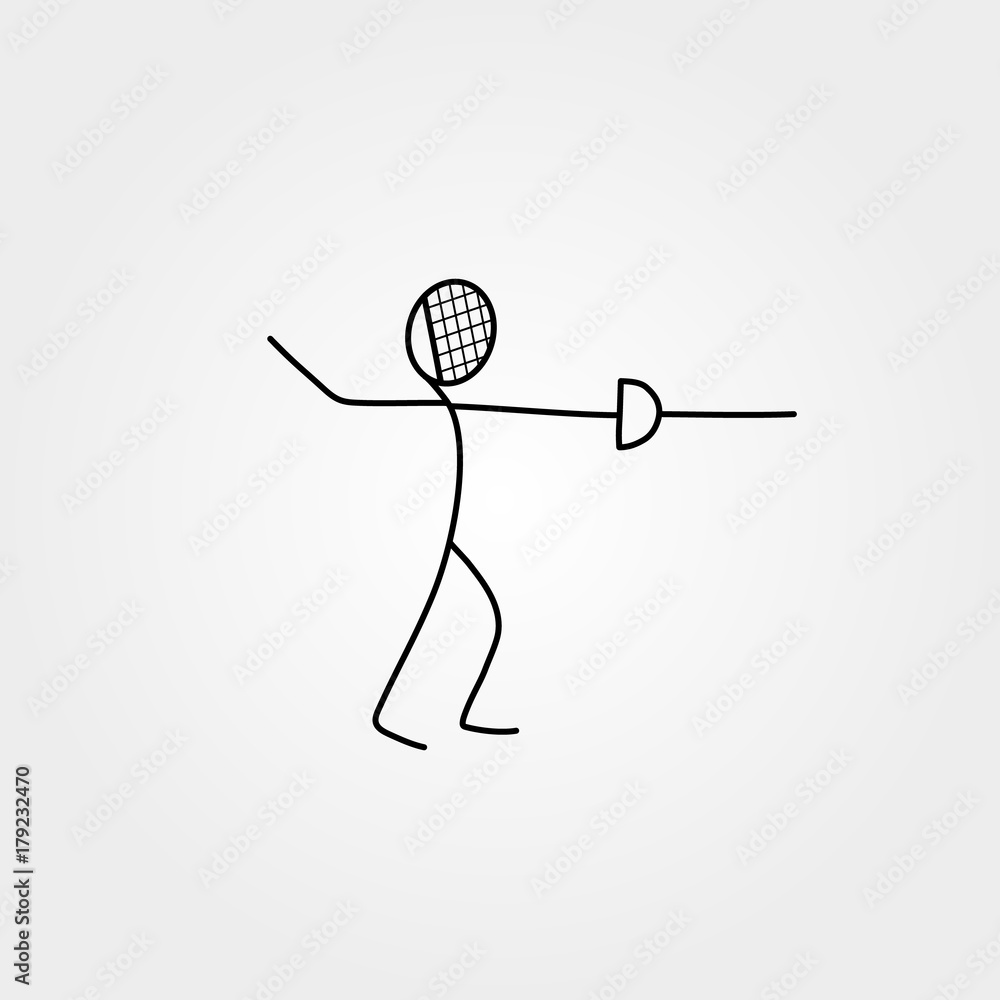 Obraz premium Cartoon icon sport stick figure swordsman
