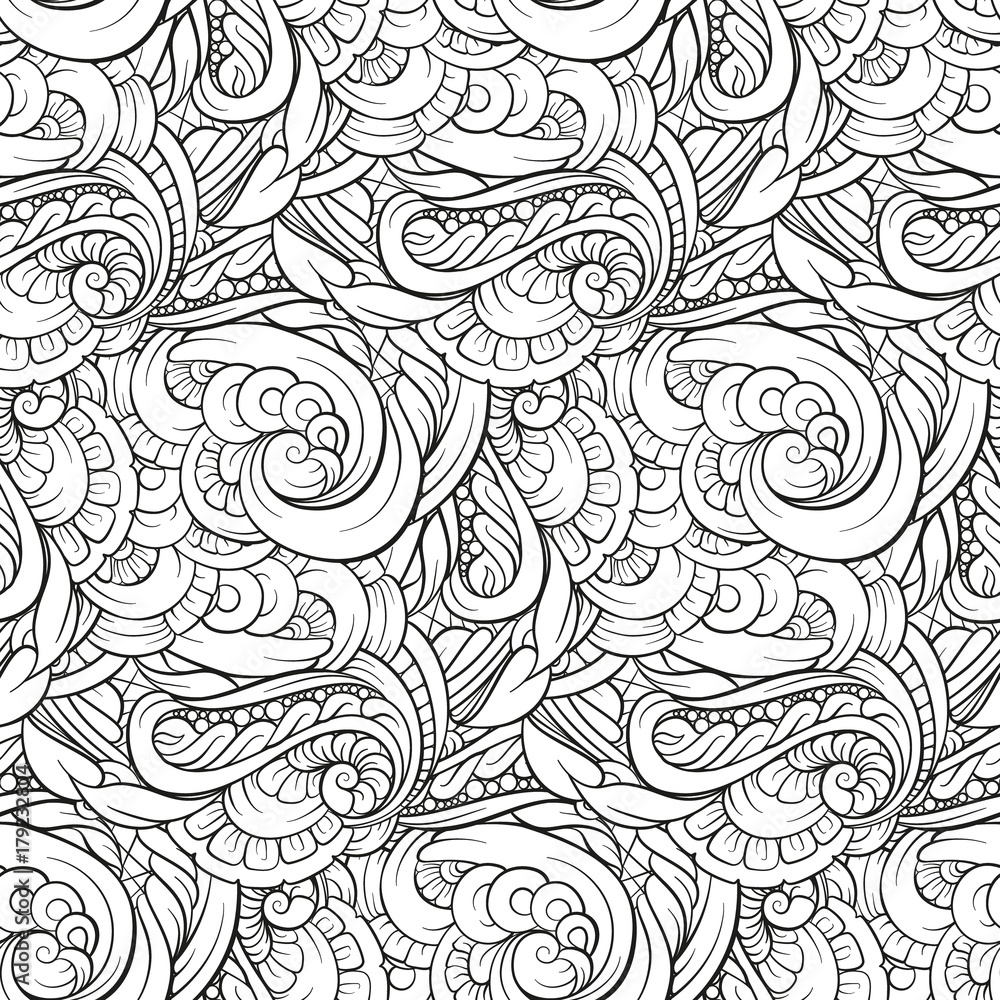 Vector abstract doodles black and white seamless pattern Vector abstract doodles black and white seamless pattern