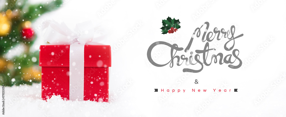 Naklejka premium Merry Christmas and Happy New Year banner background