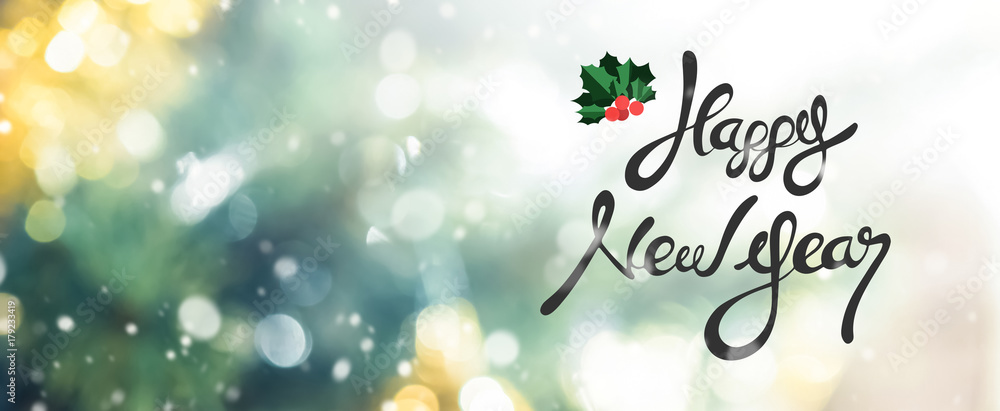 Naklejka premium Greetings celebration for holiday happy new year 
