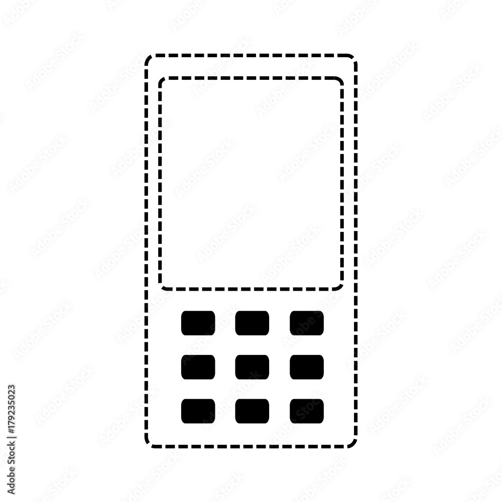 Fototapeta premium flat line uncolored smartphone over white background vector illustration