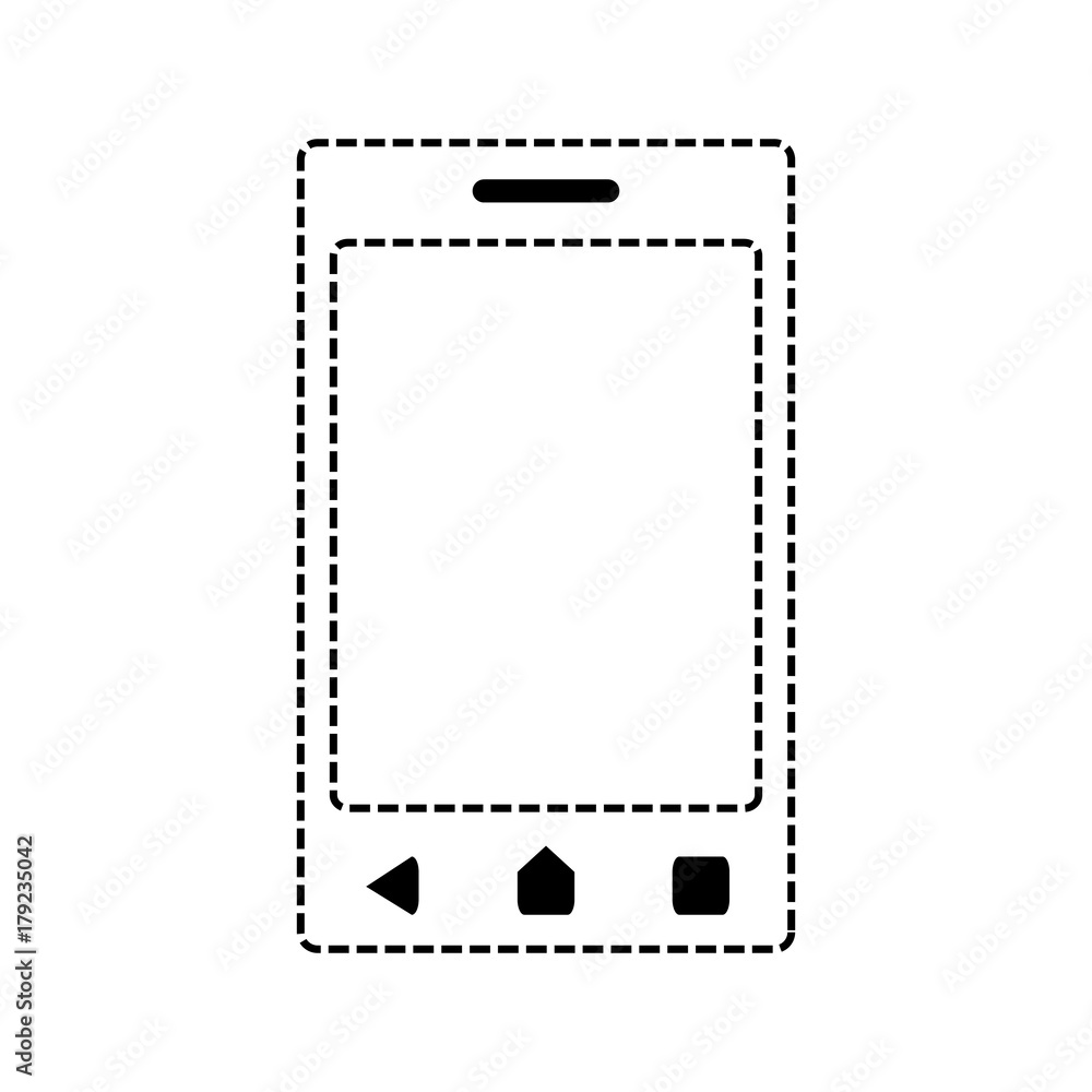 Fototapeta premium flat line uncolored smartphone over white background vector illustration