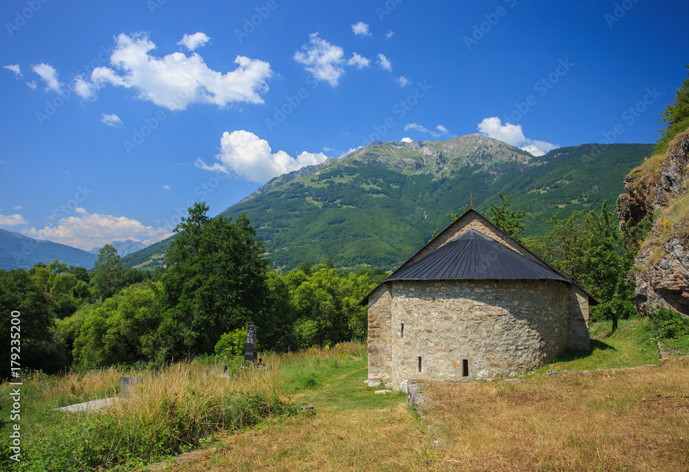 Medieval church in monastery Brezojevica near Plav town in Montenegro