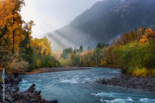 Morning light on the Elwha River, Olympic National Park photo