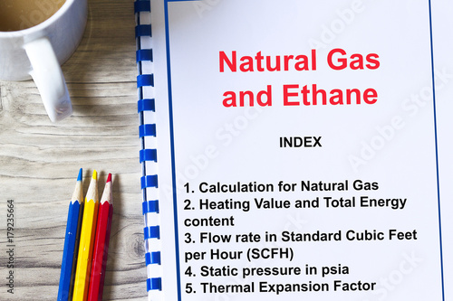 Ethane and natural gas calculation and lecture concept photo