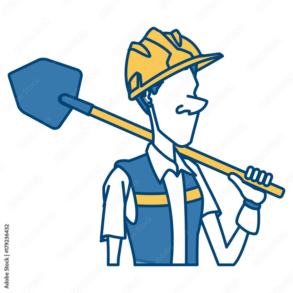 Cartoon worker with tool icon vector illustration graphic design