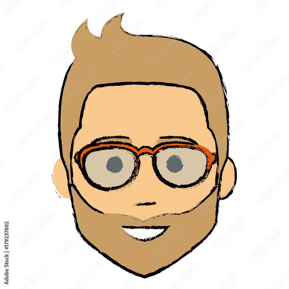 young man head with beard avatar character young man head with beard avatar character