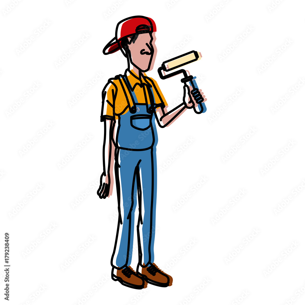 Cartoon painter with tool icon vector illustration graphic design Cartoon painter with tool icon vector illustration graphic design