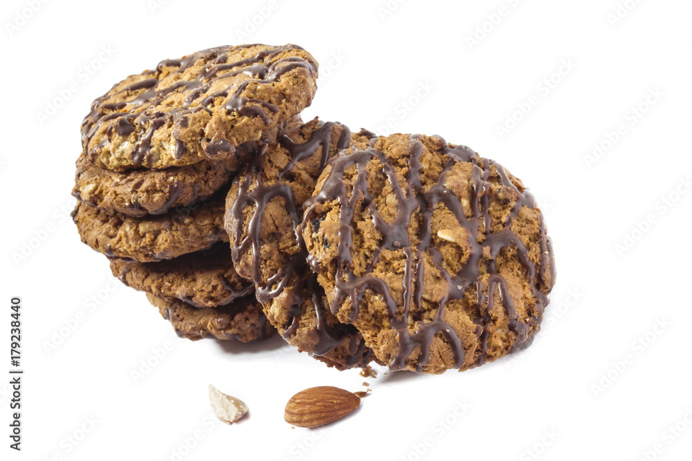 a bunch of sweet oatmeal crispy cookies with chocolate a bunch of sweet oatmeal crispy cookies with chocolate