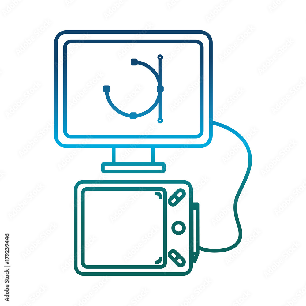 computer and graphic tablet icon over white background vector illustration computer and graphic tablet icon over white background vector illustration