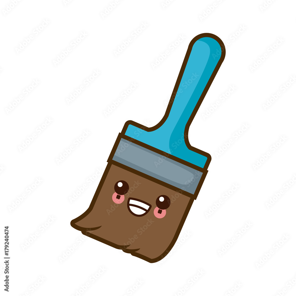 Paint brush construction kawaii cute cartoon vector illustration