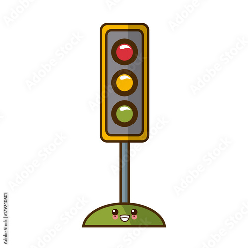 Semaphore traffic lights kawaii cute cartoon vector illustration graphic design