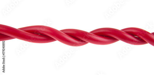 red cable isolated on white background close-up