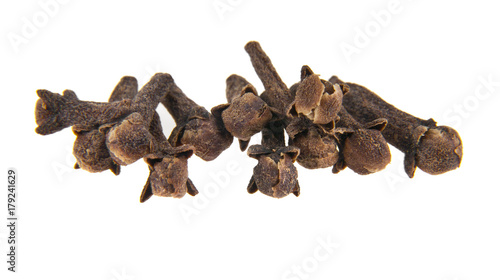 spices cloves isolated on white background closeup