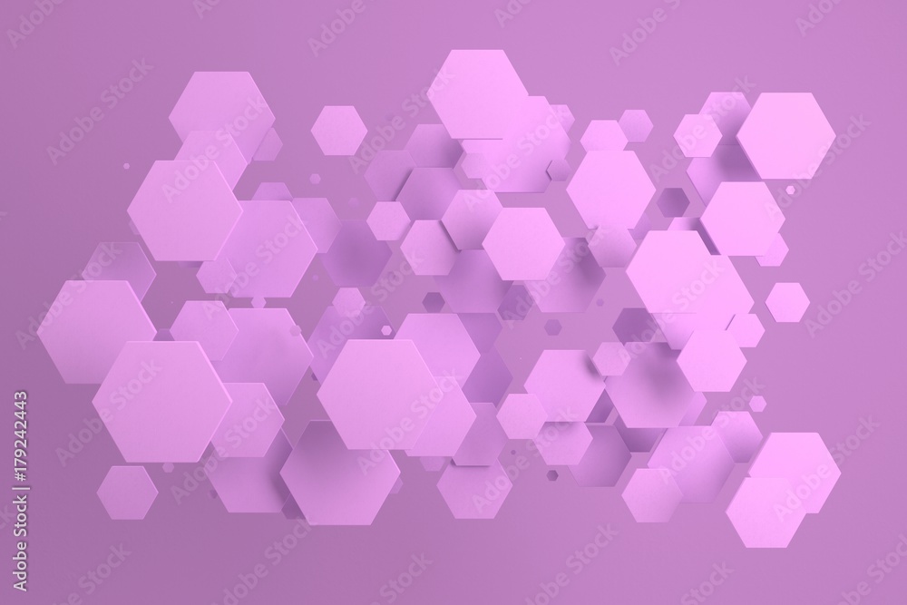Violet hexagons of random size on violet background Violet hexagons of random size on violet background