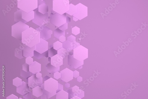 Violet hexagons of random size on violet background