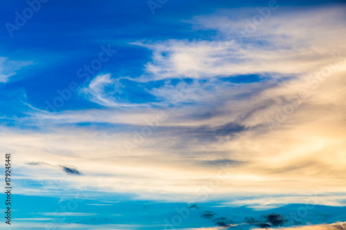 colorful dramatic sky with cloud at sunset.