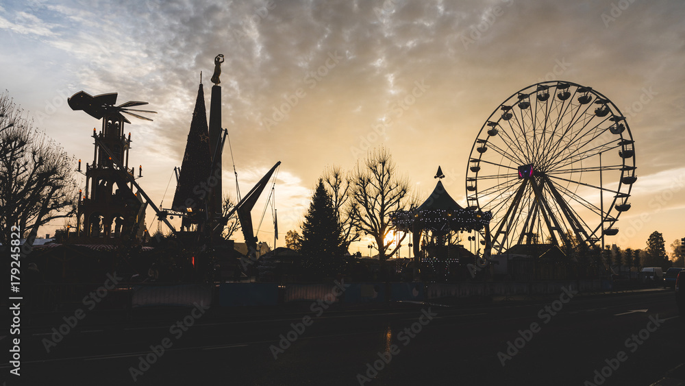 Fun fair silhouette at sunset