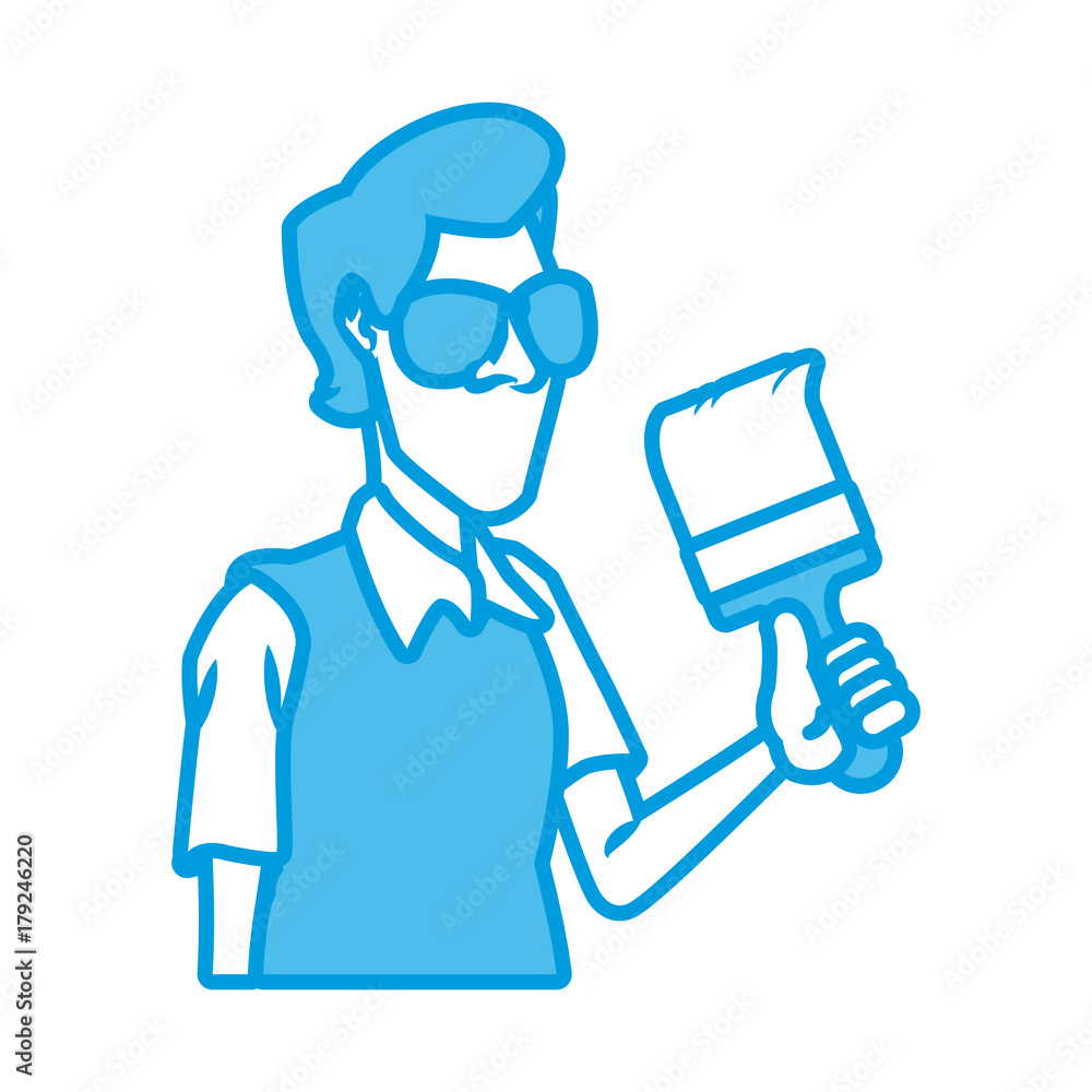 Obraz premium Cartoon painter with tool icon vector illustration graphic design