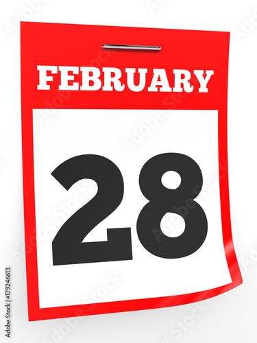 February 28. Calendar on white background.