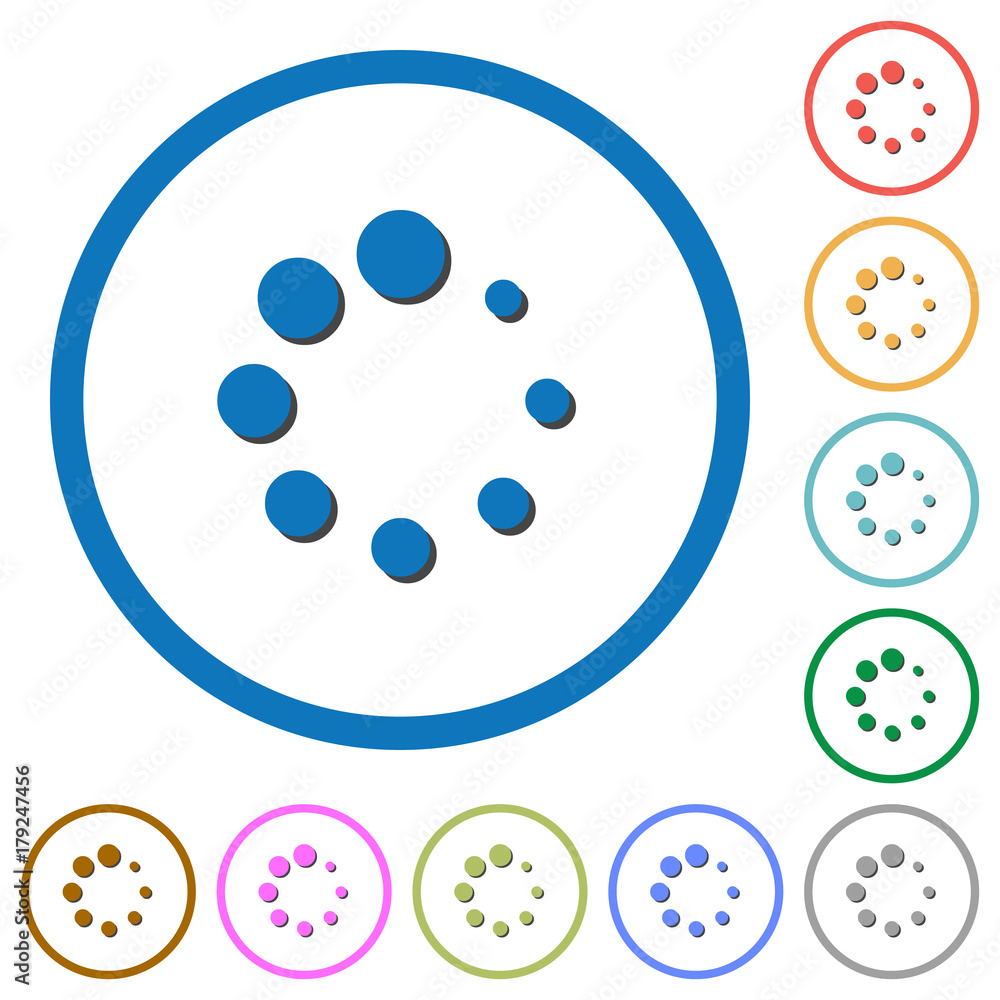 Preloader symbol icons with shadows and outlines Preloader symbol icons with shadows and outlines