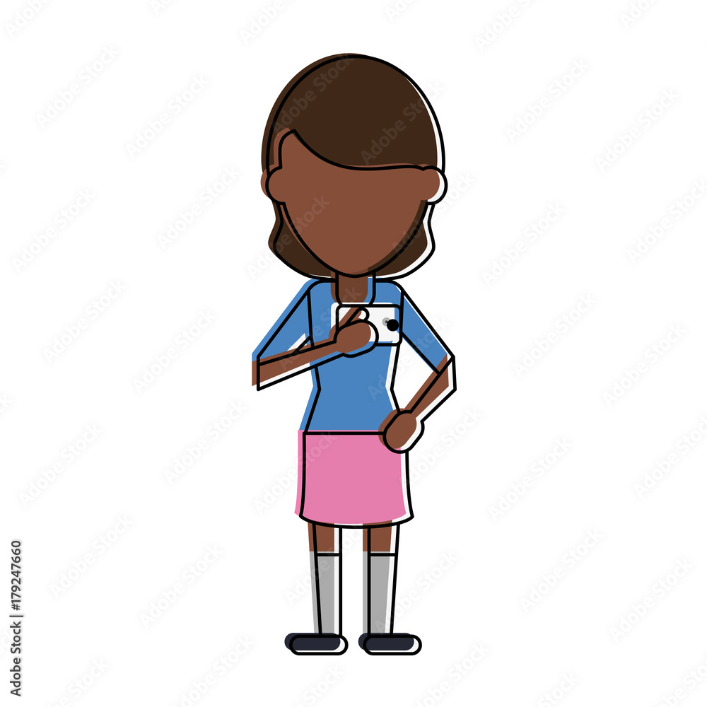 woman avatar using cellphone icon image vector illustration design