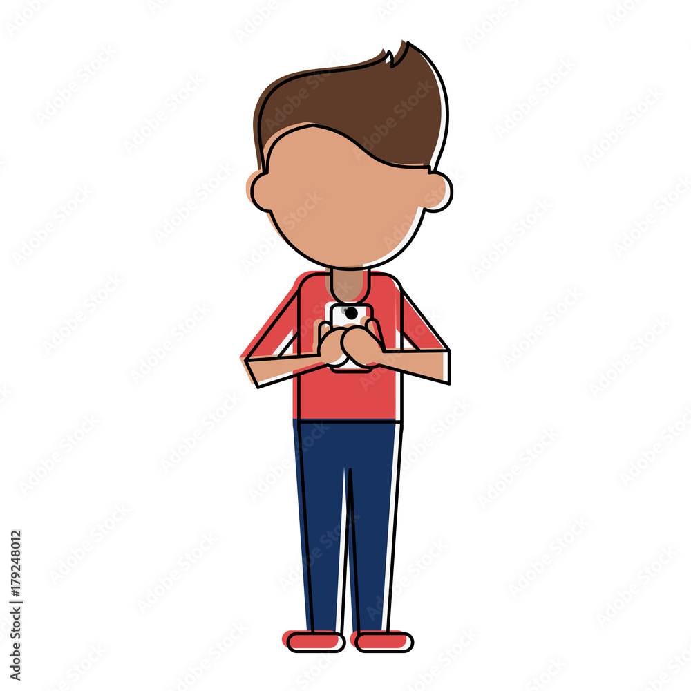 man avatar using cellphone icon image vector illustration design