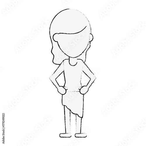 woman with hands on hips avatar full body icon image vector illustration design