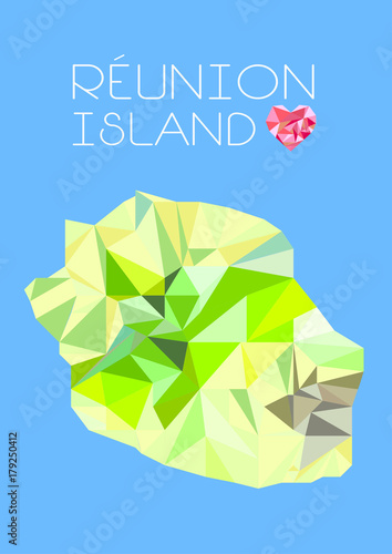 reunion island low poly map 